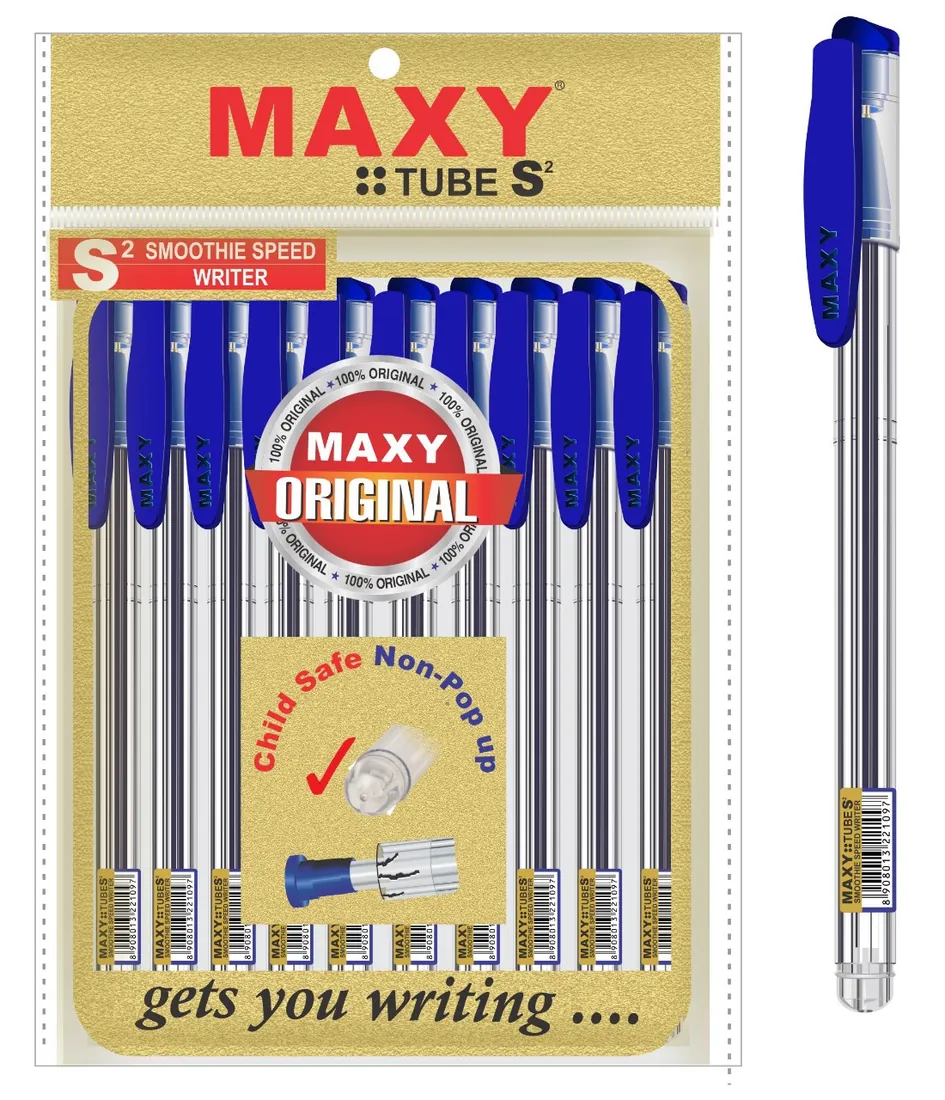 MAXY TUBE S2 blue pouch pack of ball point pens